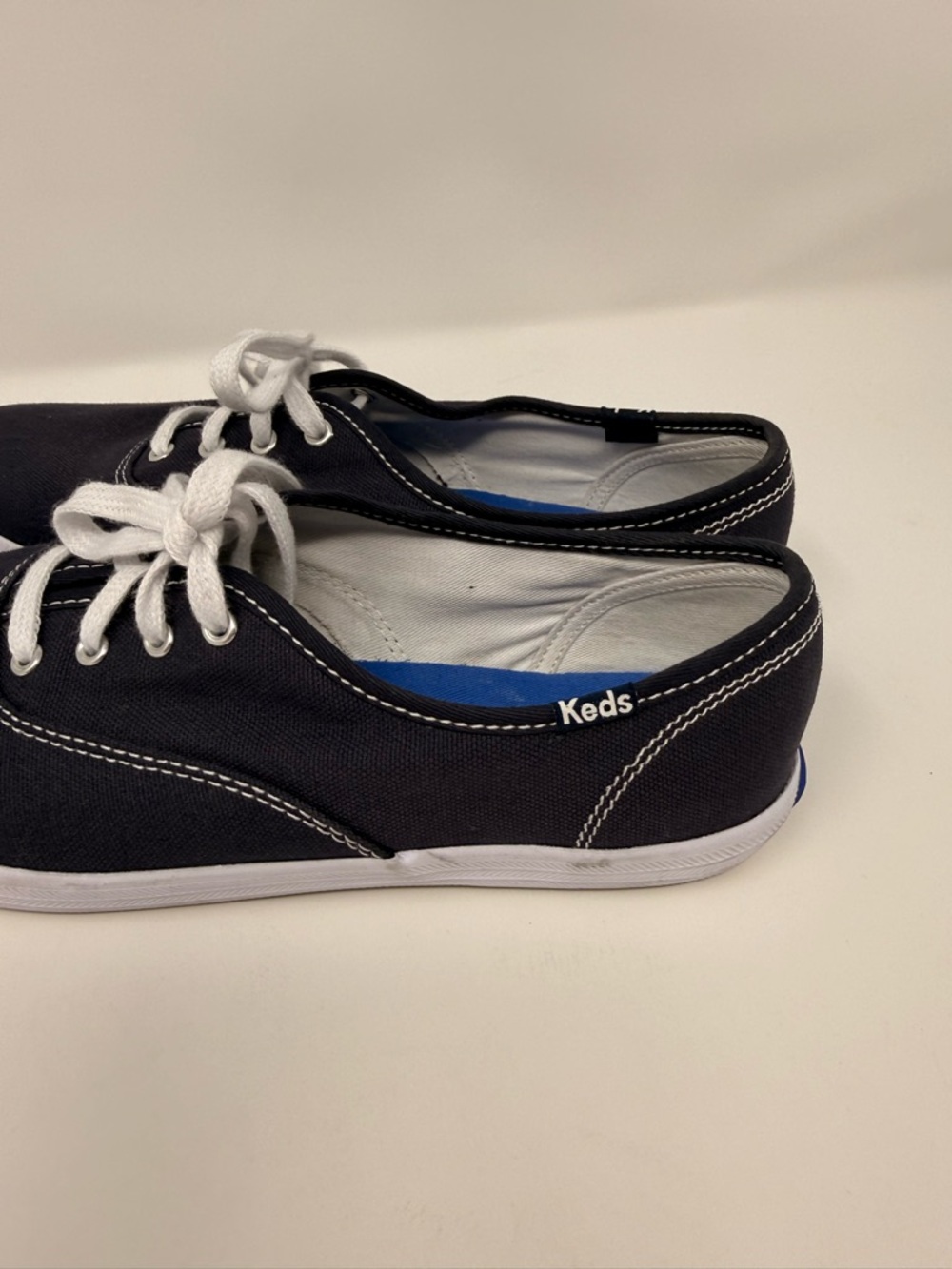 Keds Champion Navy Canvas Sneakers with White Laces - Picture 3 of 7